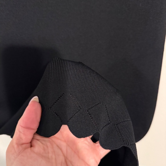BCBG MAXAZRIA Scalloped-Hem Black Knit Mini Dress - Picture 4 of 8